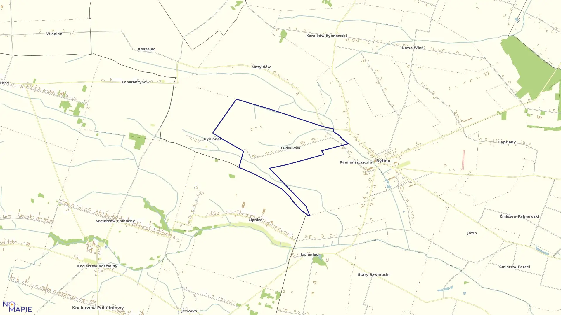 Mapa obrębu LUDWIKÓW w gminie Rybno